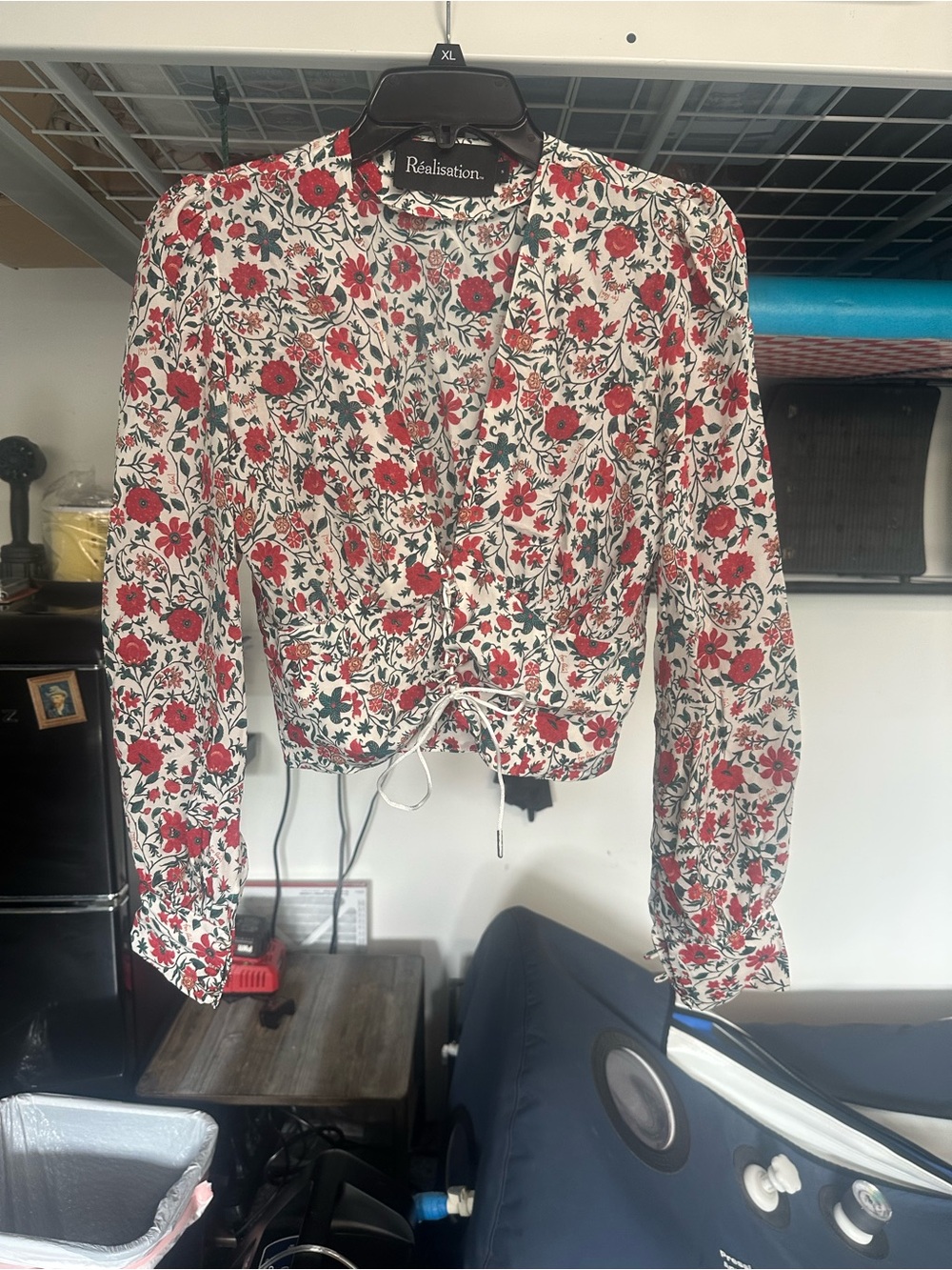 Realisation par Red Floral Drawstring Wrap Top